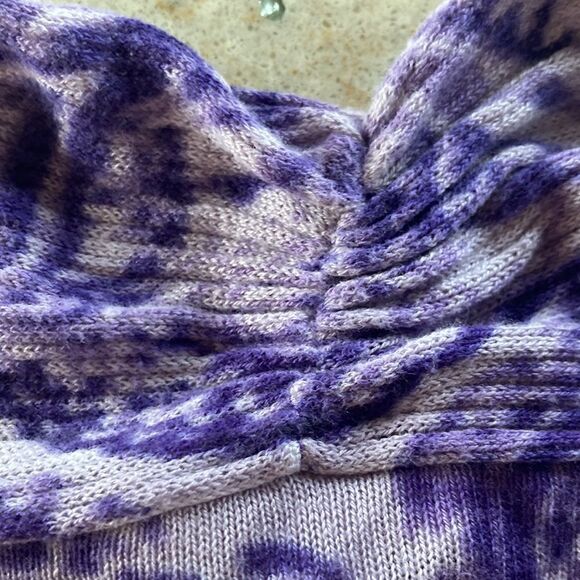 Chicos purple cream print size one long sleeve open front sweater - Picture 7 of 14